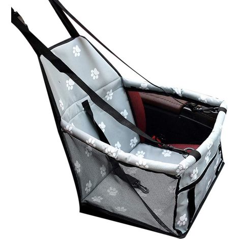 MINKUROW Asiento de coche para perros Asiento elevador de coche para perros Viaje Plegable Impermeable y cómodo Asiento elevador para mascotas para perros pequeños (Gris) (1/5)