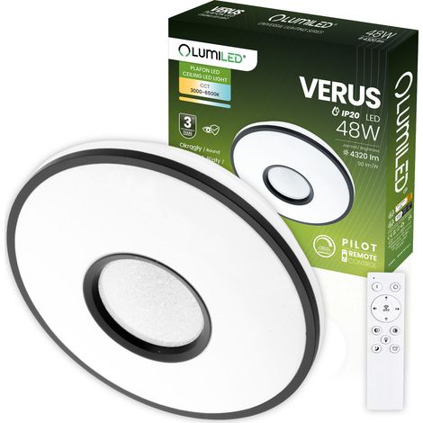Lampada da soffitto a LED da superficie VERUS 48W CCT Bianco Rotondo 40cm + Telecomando LUMILED