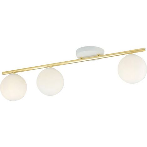 Lampada a Soffitto Monza, Acciaio verniciato a polvere, Vetro, Bianco, Oro, 80x20x14 cm (1/5)