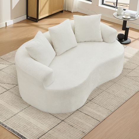 Canapé incurvé, petit, chenille avec 3 coussins, canapé profond pour appartement, salon et pas besoin d'assemblage épuré (1/5)