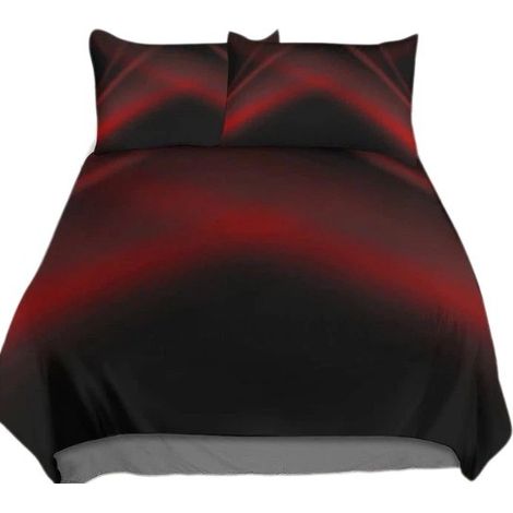 Parure de lit imprimée en 3D, microfibre, 3 pièces, 200 x 200 cm, rouge et noir (1/5)