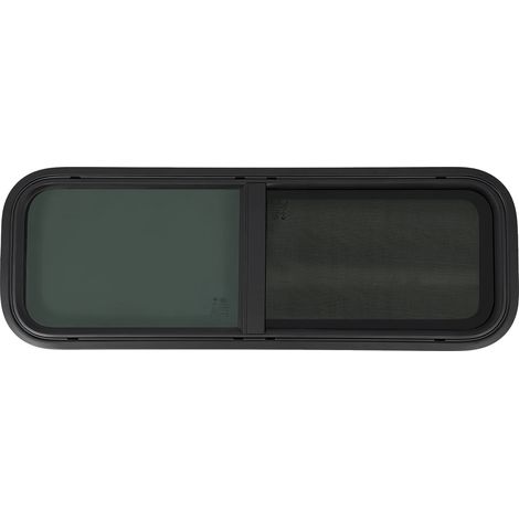Fenêtre coulissante RV, verre trempé teinté, moustiquaire, 900x300mm (1/2)