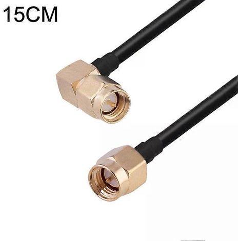 Câble adaptateur coudé SMA mâle vers SMA mâle - 15 cm RG174 coaxial, (1/3)