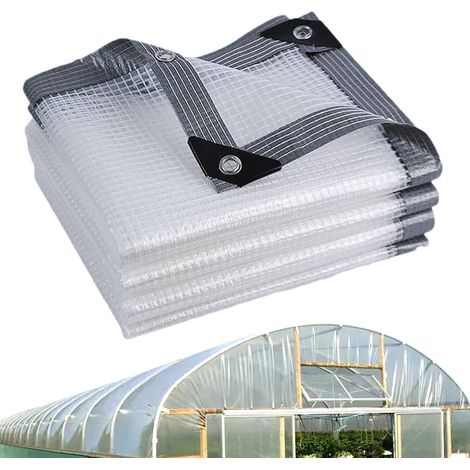 Grande Bâche Imperméable Bâche Poly Résistante Coupe-Vent Couverture Transparente Anti-Pluie Réutilisable Résistante UV pour Enclos Terrasse Jardinage Poulailler Véranda Auvent (1/5)