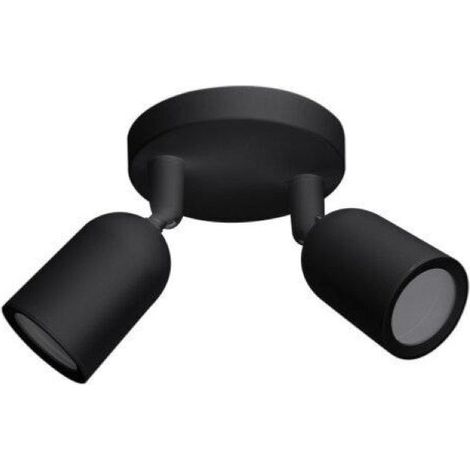 Optonica – Spot LED en saillie double orientable noir – 2 douilles GU10 – Puissance 10W – Éclairage directionnel pour intérieur