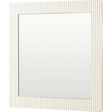 Miroir mural carré 80x80 cm avec cadre blanc effet bois en MDF, surface miroir claire (1/5)