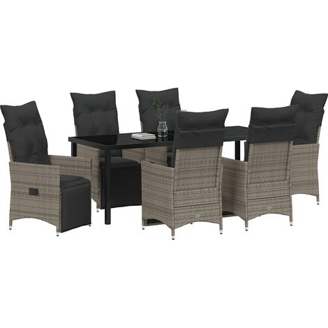 Maison Exclusive - Set da Pranzo per Giardino con cuscino 7 pcs Grigio polyrattan