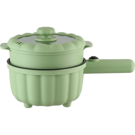 Electric frying pan, 1 L-2 L, 600 W, non-stick, with lid, 2 cooking levels, green