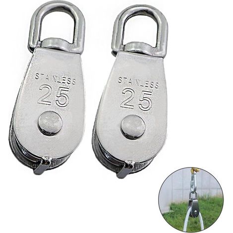 Blocco rulli M25 a 2 parti Componenti robusti in acciaio inox Rullo fisso con ruota di sollevamento Sistema di sollevamento girevole con ruota singola Capacità di carico 150 kg (1/5)