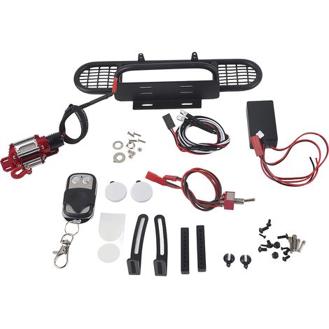 Pare-chocs avant RC avec 2 LED rondes et télécommande de treuil pour voiture crawler Traxxas TRX-4 1/10, kit de remplacement robuste (1/5)