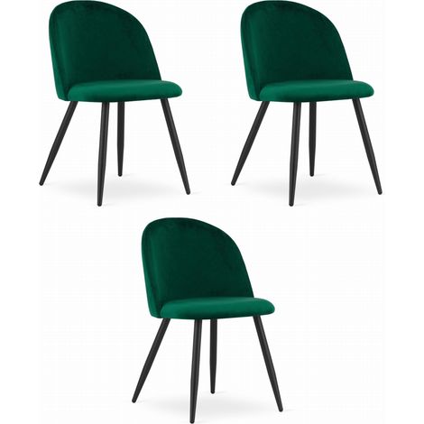 Sedia Bello - velluto verde / gambe nere x 3 (1/5)
