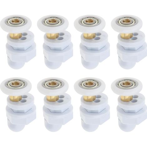 8pcs 23mm Rouleaux de Porte de Douche Salle de Bain Poulies de Porte Coulissantes en Verre Roues de Rechange Ultra-silencieuses Roues de 23mm de Diamètre pour Porte de Douche Hammam (1/5)