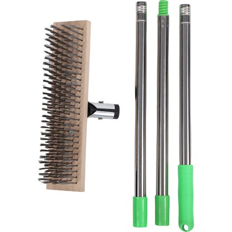 Ortviai Brosse de Nettoyage pour Sol 30 cm avec Manche Télescopique 1,2 m en Acier Inoxydable – Pour Terrasse, Allée, Dalles et Mousses