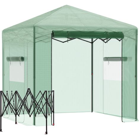 Klappbares Tomatengewächshaus aus PE und Stahl, dunkelgrün, 238 x 178 x 240 cm (1/3)