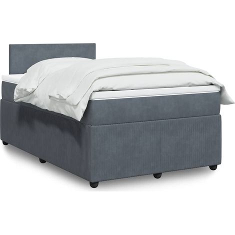 Cama box spring con colchón terciopelo gris oscuro 120x190 cm (1/5)