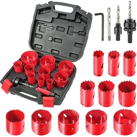 Scie Cloche Bi-métal, 17 PCS Coffret de Scie Trépan avec 11PCS Lames de Scie 19-68 mm, Profondeur de Coupe: 40 mm, Parfaite pour Percer Le Bois, Les Panneaux PVC et Le Métal (1/5)