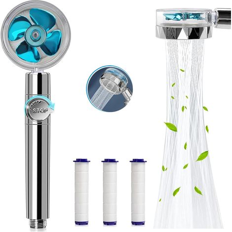 Cabezal de ducha de mano con 3 filtros de algodón PP reemplazables (1/4)