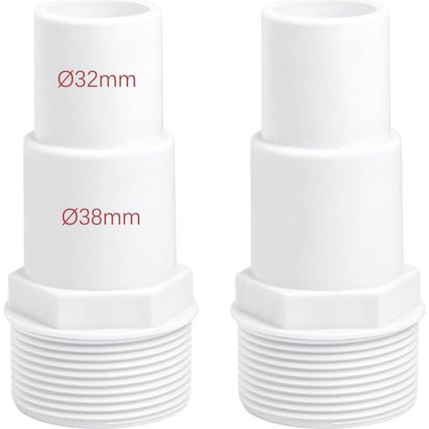 Lot de 4 raccords tuyau pour piscine - Diamètre : 32/38 mm Blanc 2p (1/4)