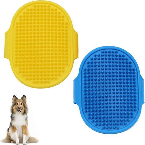 Brosse de beauté pour chats et chiens, brosse de bain pour shampoing pour animaux, peigne de massage apaisant en caoutchouc avec poignée à anneau réglable - Style 1 (1/5)