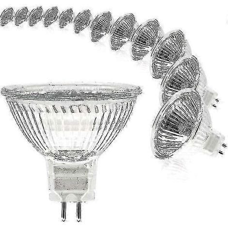 Lot de 12 ampoules halogènes MR16 12V 20W GU5.3 à intensité variable 2700K lumière blanche chaude [ZHE] (1/4)