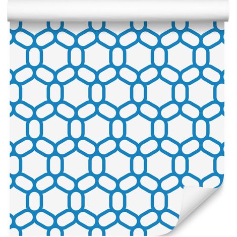 Carta da parati con motivo geometrico azzurro, sfondo azzurro per soggiorno e camera da letto 50x1000 cm (1/5)