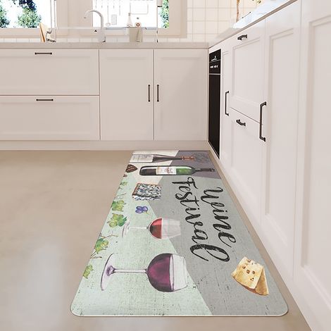 Thickened anti-fatigue floor mat, waterproof and oil-proof, extended anti-slip kitchen mat, PVC kitchen carpet - wine bottle - 3 - 44120CM8MM
