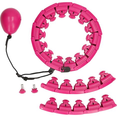 Lot intelligent ajustable 24 nœuds massage abdominal fitness cerceau avec boule de gravité pour modelage du corps rose (1/5)