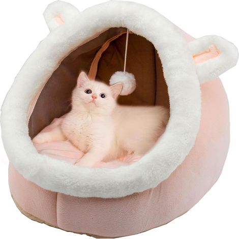 Mini-grange pour chien en forme de lapin (avec jouet suspendu), tente pour chat (avec rembourrage amovible) (1/5)