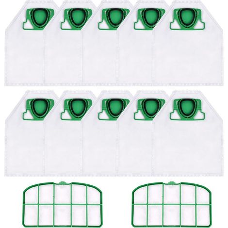 10 Staubsaugerbeutel mit 2 HEPA-Filtern, Ersatz-Staubbeutel-Zubehör, Staubsaugerbeutel-Set, für Vorwerk Kobold VK200 FP200 (1/5)