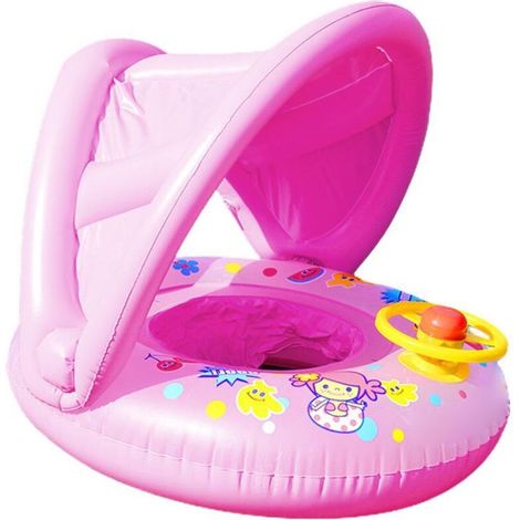 Bouée gonflable pour bébé avec volant et auvent de protection solaire, aide à la natation (1/5)