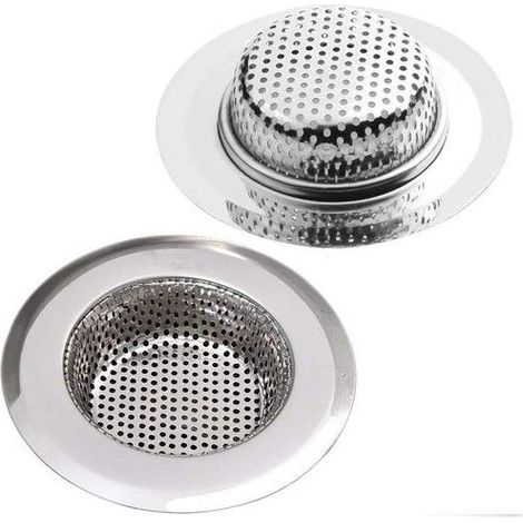 Crépine d'évier en acier inoxydable, lot de 2. Crépine de douche. Ø 9 cm. Crépine pour évier de cuisine et baignoire. 2 (1/5)