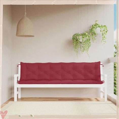 Coussins de banc de jardin - VINGVO - 361744 - Rouge bordeaux - Lot de 2 - Tissu Oxford anti-dérapant (1/5)