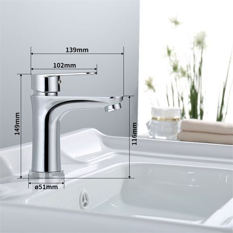 Mitigeur lavabo chromé – Robinet salle de bain deux voies – Robinetterie en acier inox – Pour salle de bain moderne (1/5)