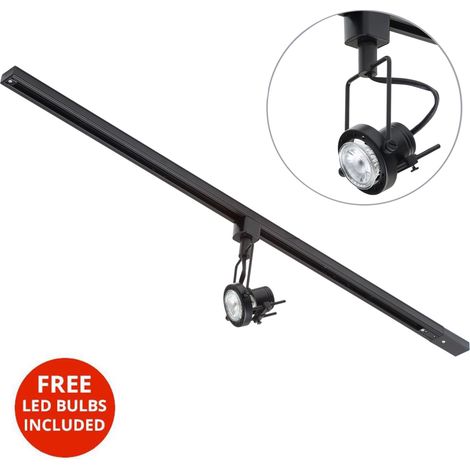 Litecraft 1M Kitchen Track Light With 1 Greenwich Fixture & LED Bulb - Black (1/5)