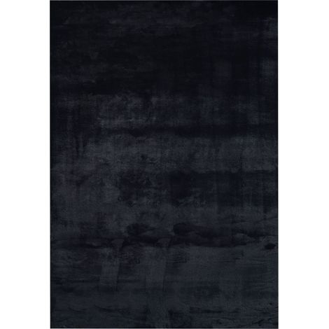 Tappeto di pelliccia artificiale di coniglio Shaggy Soft 160 x 230 cm nero (1/5)