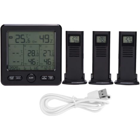 QORVA- Thermomètre météorologique, extérieur ℃ / ℉ Affichage capteur météo, écran LCD sans fil pour la mesure de la température Mesure de l'humidité
