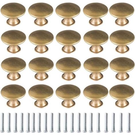 Bouton de Porte Laiton 20 Pièces Vintage Laiton Poignées Boutons de Meuble Boutons Porte de Tiroir Poignée de Meuble Bouton de Meuble Vintage pour Tiroir Armoire Meuble Cuisine de Placard