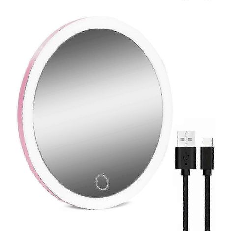 JIAJIEFANG 10-fach vergrößernder Spiegel mit LED-Beleuchtung – USB-aufladbar, einstellbare Helligkeit, Saugnapf – Tragbarer Kosmetikspiegel für Damen und Herren (1/5)