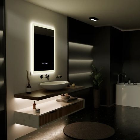 Miroir LED 60x80 Desembuage Horloge et Thermometre Gradable (1/5)