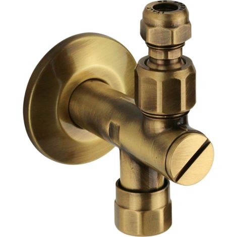 Grifo con filtro bajo fregadero con articulación giratoria y tapón Ø3/8" en color bronce antiguo De Borri RV4200/B  Bronce (1/2)