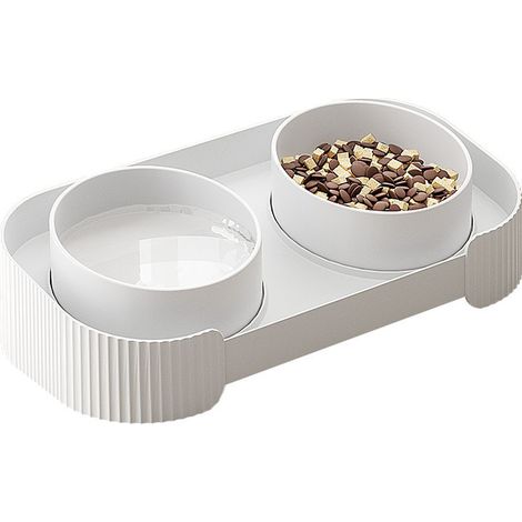 Set aus erhöhten, auslaufsicheren Keramik-Katzennäpfen (Futter und Wasser)