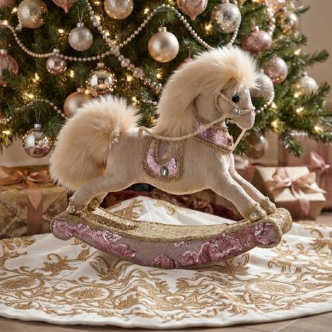 Blush Pink Velvet Christmas Rocking Horse (1/2)