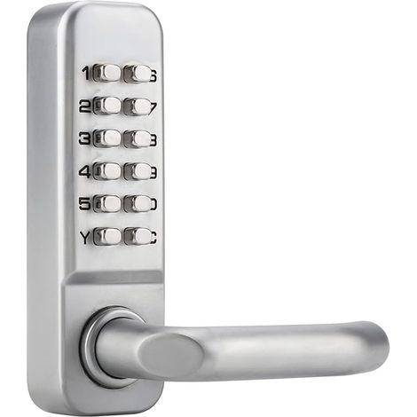 Code Lock, Waterproof Door Lock, Keyless Door Lock, Zinc Alloy Code Handle Mechanical Lock 1-11 Digits for 30-60 mm Thick Doors, Door Handle (1/5)