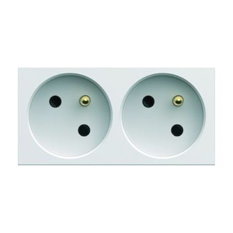 Hager WXF422B gallery mechanical double 2P+E 16A electrical outlet, specially designed for cable ducts, pure finish