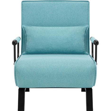 Poltrona letto convertibile 3 in 1 blu con schienale regolabile e struttura metallica (1/5)