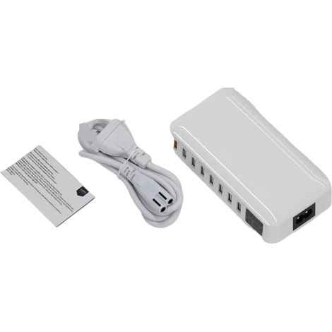 Chargeur Rapide USB 60W, 8 Ports QC3.0, Station De Charge USB Portable, Adaptateur Hub for Téléphone Portable Et Bureau Sécurité Rapide (1/5)