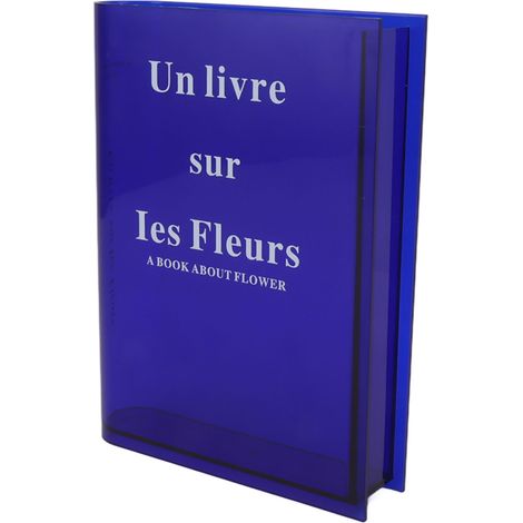 Vase en forme de livre pour fleurs, en acrylique transparent décoratif, bleu. (1/5)