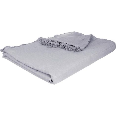 Jeté de lit en coton 230 x 250 cm Gris clair (1/4)