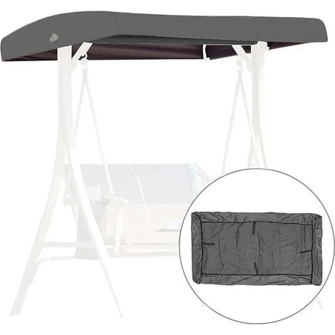 Toldo de repuesto para columpio, funda de repuesto para tres plazas, parasol impermeable, apto para invernaderos y patios de jardín - Gris (1/4)