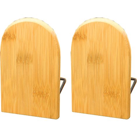2 Pièces Serre-Livres en Bois Design Minimaliste Bords Arrondis pour Bureau ou Bibliothèque (1/5)